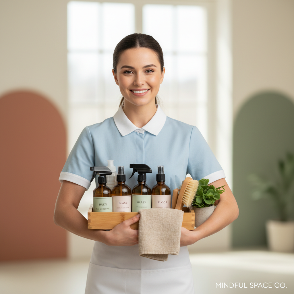 Mindful Space CO professional with eco-friendly supplies