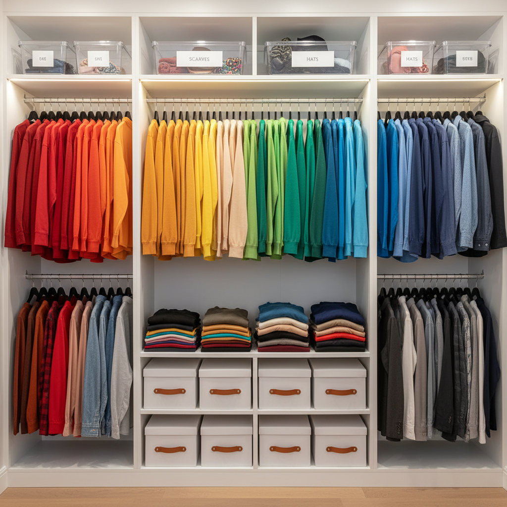 Neatly organized bedroom closet
