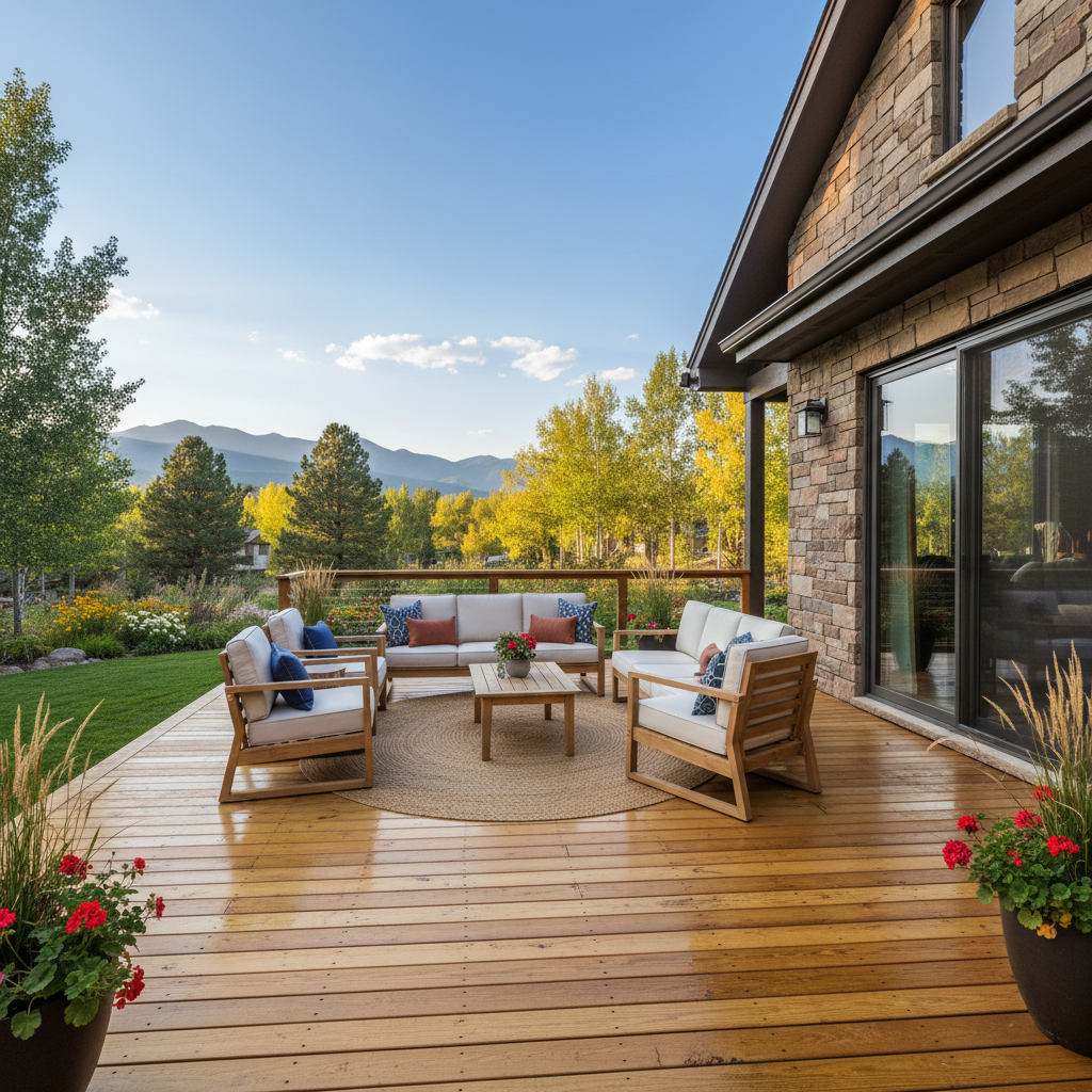 Freshly cleaned backyard deck