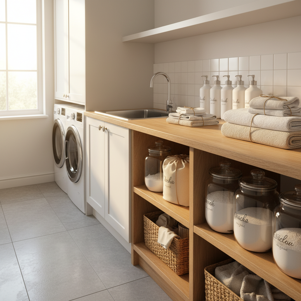 Clean, organized laundry room